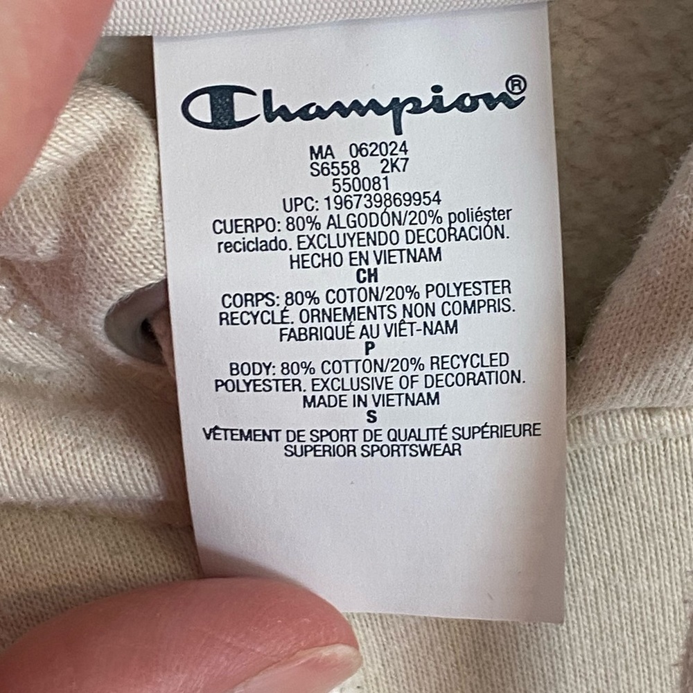 Champion Cream Hoodie Unisex Size S - Picture 7 of 7